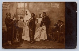 J99/ Interesting RPPC Postcard c1910 Black Americana Wedding Church 145