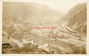 ID, Wallace, Idaho, RPPC, Bird's Eye View, Houses, Depot, Photo