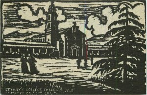 Artist impression California Mady's College Chapel 1936 Postcard 21-3347