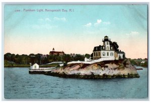 Narragansett Bay Rhode Island RI Postcard Ponham Light House c1910's Boat House