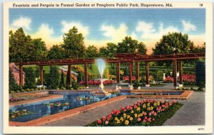 M-60053 Fountain and Pergola in Formal Garden at Pangborn Public Park Hagerst...