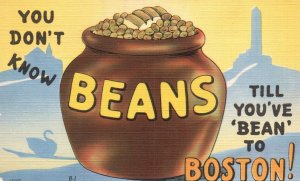 Vintage Postcard Baked Beans In Boston Manner Traditional Tasty Massachusetts MA