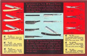 New York NY Henckel's Razors Twin Brand Barbers Tools Teich linen Postcard