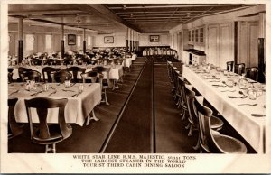 Postcard R. M. S. Majestic Largest Steamer in the World Dinning Saloon 1920s M69