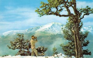 PIKES PEAK IN WINTER Colorado c1950s Chrome Vintage Postcard