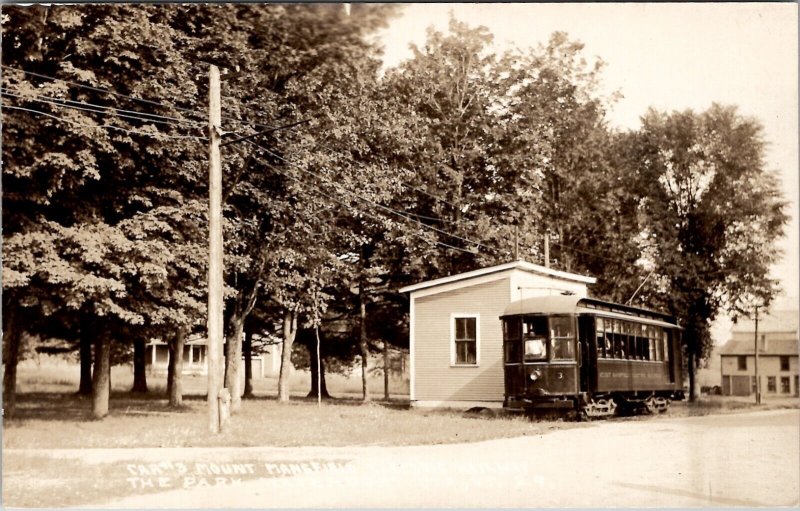 RPPC Waterbury Vermont VT View of Trolley Car no.3 at Ctr Park Postcard X15