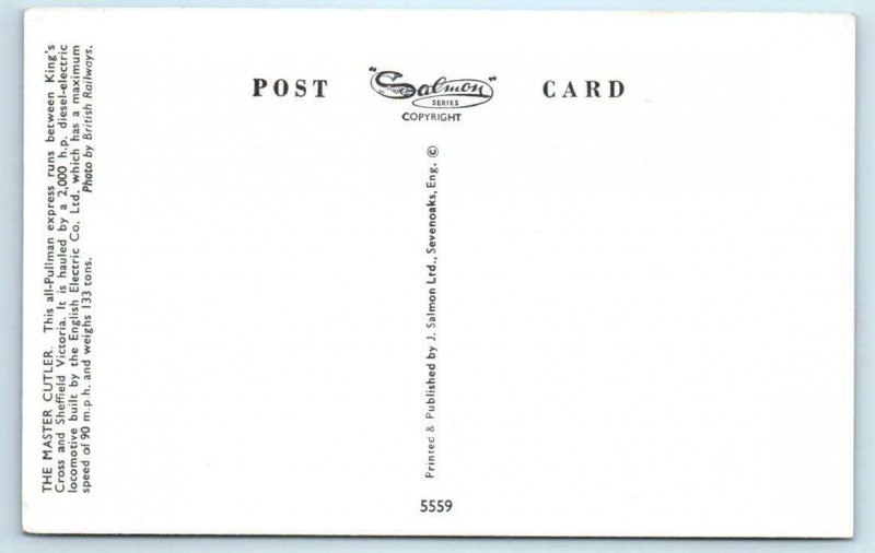 Railroad Train THE MASTER CUTLER Pullman Express UK England ~ Salmon Postcard