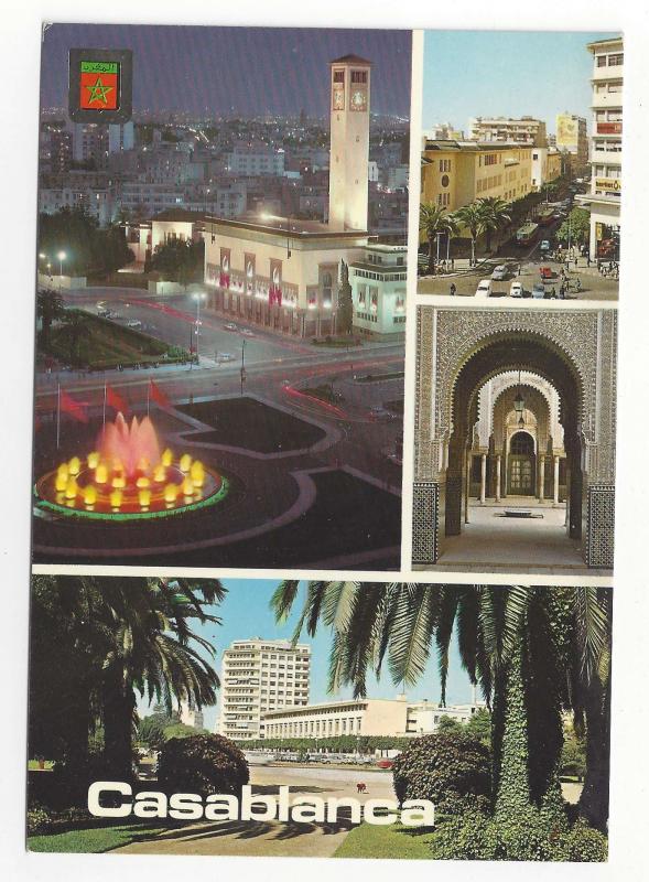 Morocco Maroc Casablanca Multiview Four Views Vintage 4X6 Postcard