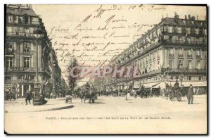Old Postcard Paris Boulevard de Capucines Le Cafe de la Paix and the Grand Hotel