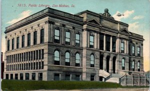 1911 Public Library Des Moines Iowa Postcard
