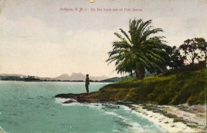 antigua, B.W.I., St. John's, Look-out at Fort James (1910s) Postcard