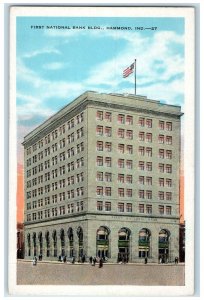 c1940's First National Bank Building Scene Hammond Indiana IN Unposted Postcard
