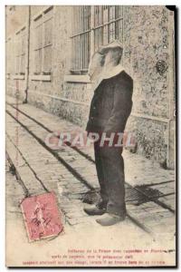 Old Postcard Uniform prison with cheesecloth hood (Fresnes)