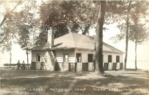 Postcard RPPC 1940s Iowa Clear Lake Knoer Methodist Camp occupation 23-11890