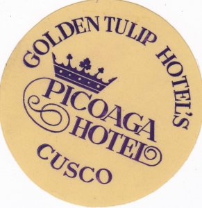 Peru Cusco Picoaga Hotel Vintage Luggage Label sk2681