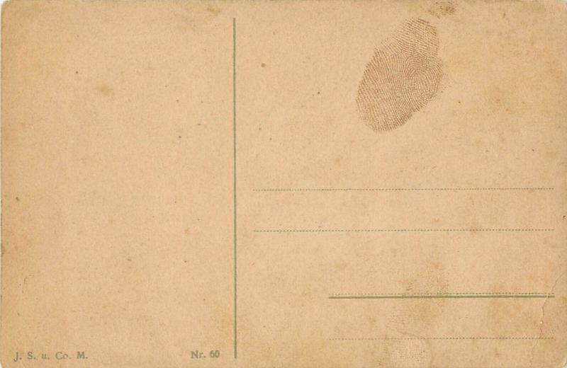 Comic caricatures tall man kiss fat small woman humour vintage postcard