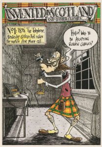 Dundee Scottish Telephone Invented In Scotland Comic Postcard