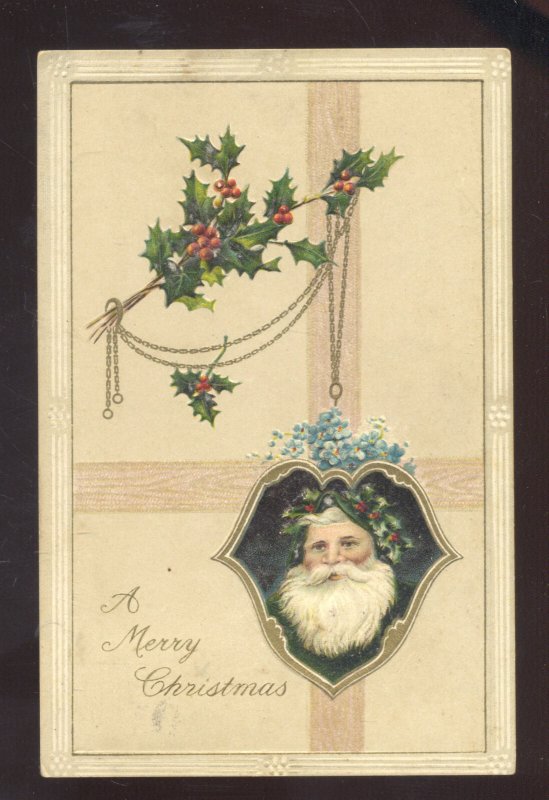 SANTA CLAUS DARK ROBE VINTAGE CHRISTMAS POSTCARD ADAIRVILLE KENTUCKY 1910