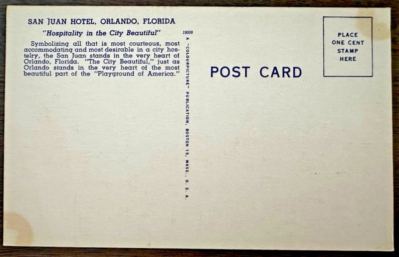 Linen Postcard San Juan Hotel in Orlando, Florida