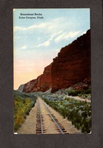 UT Steamboat Rocks Echo Canyon Railroad Train Tracks Utah Postcard