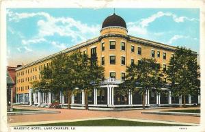 Autos Lake Charles Louisiana 1920s Majestic Hotel Postcard Teich 13430