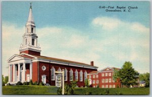 Greensboro North Carolina 1940s Postcard First Baptist Church