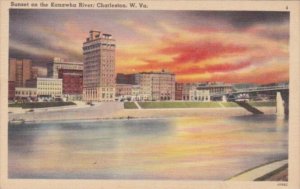 West Virginia Charleston Sunset On The Kanawha River 1945