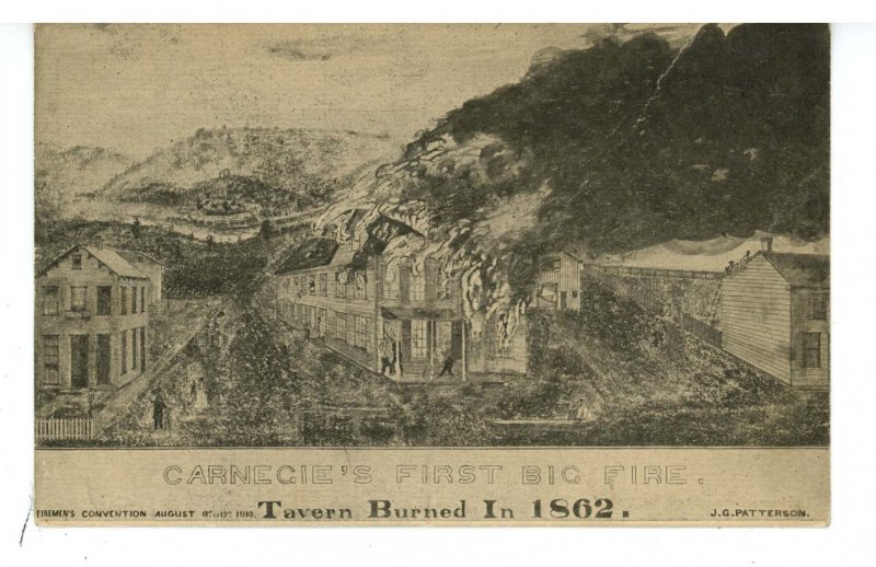 PA - Carnegie. Tavern Burned in 1862, Carnegie's 1st Big Fire (crease) **