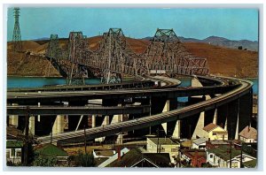 c1950's Carquinez Bridge Expressway River Lake Near Vallejo California Postcard