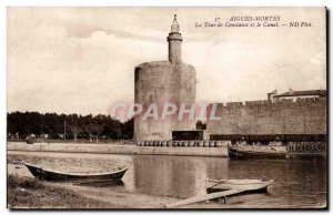 Old Postcard Aigues Mortes Constance Tower and the Canal