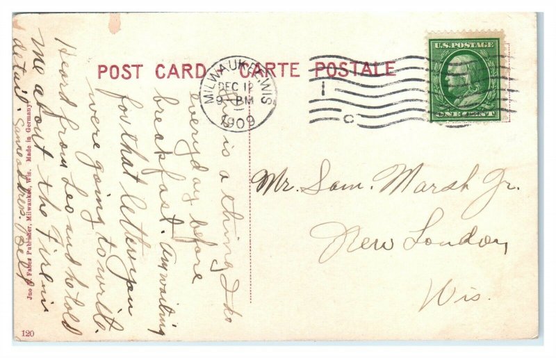 1909 Bathing Beach, Milwaukee, WI Postcard *6S(4)34