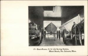 North Scituate MA Minot Beach Life Saving Station Boat Room c1905 Postcard