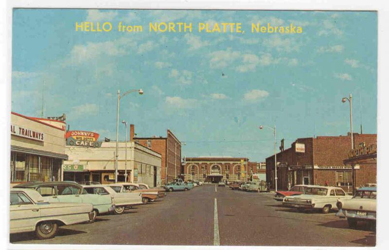 Street Scene Cars North Platte Nebraska postcard