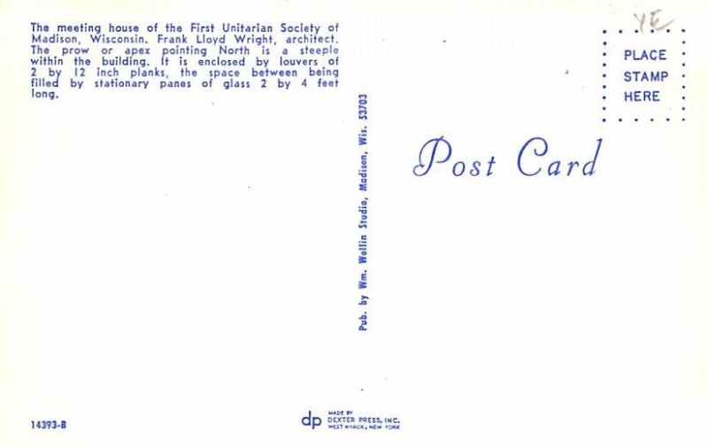 First Unitarian Society Frank Lloyd Wright - Madison, Wisconsin WI