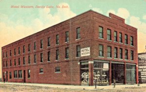 Devils Lake North Dakota ND~Hotel Western-Pool Room~1910s Drug Store Postcard