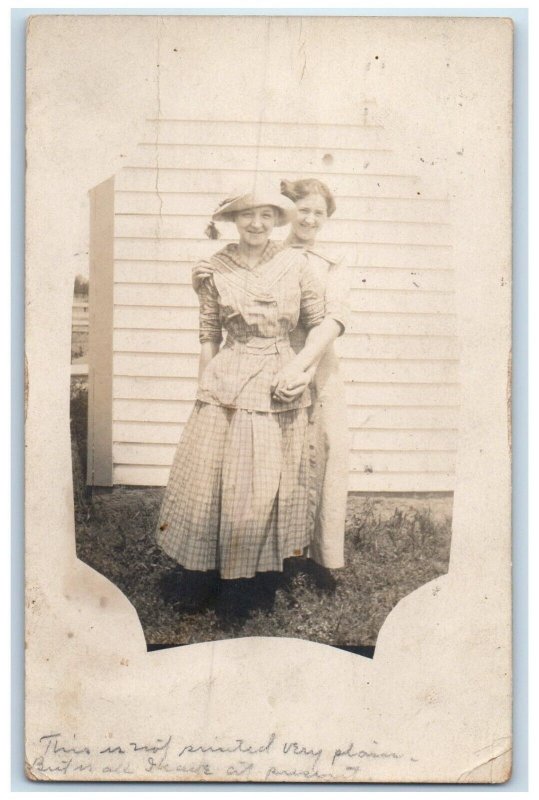 1913 Pretty Girls Clinton Missouri MO RPPC Photo Posted Antique Postcard