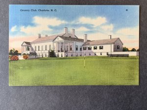 Country Club Charlotte NC Linen Postcard H2177083930