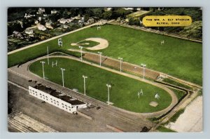 Elyria OH-Ohio, The William A Ely Stadium Aerial View Linen Postcard 