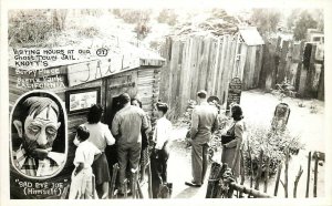 RPPC 37 Knott's Berry Place Ghost Town Jail, Sad Eye Joe, Cemetery Tombstones