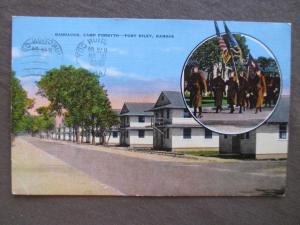 1943 USA Soldiers Field Post Stampless Postcard- Camp Forsyth, Ft Riley KS (WW5)