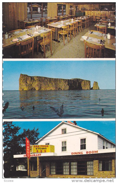 3-Views, Biard's Restaurant, Perce, Quebec, Canada, 40-60s