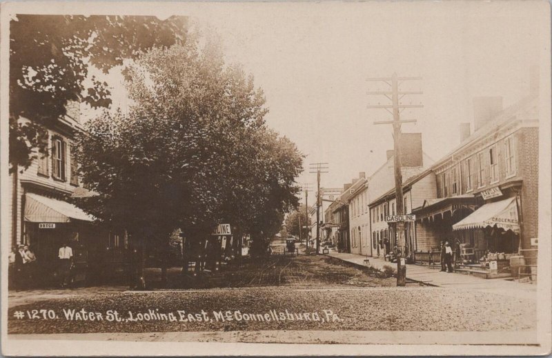 RPPC Postcard Water St Looking East McConnellsburg PA