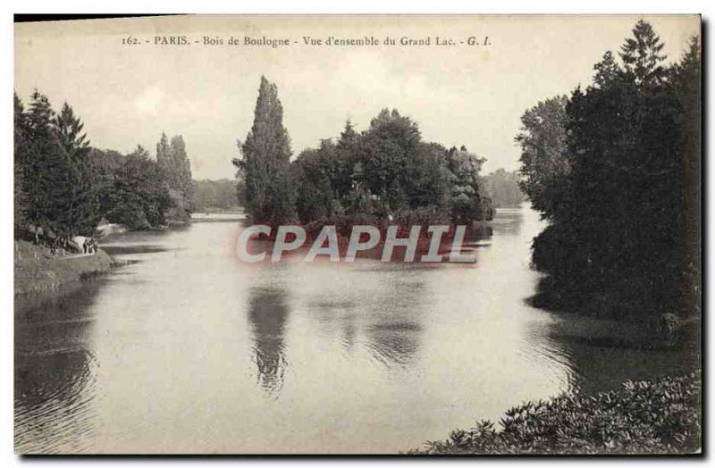 Old Postcard Paris Bois De Boulogne View D & # 39Ensemble Du Grand Lac