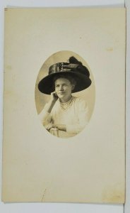 RPPC Edwardian Women With Large Hat Portrait c1907 Photo Postcard M17