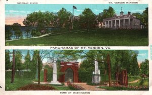 Vintage Postcard Potomac River Mansion Tomb Of Washington Mount Vernon Virginia 