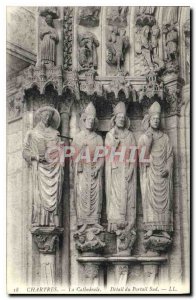 Old Postcard Chartres Cathedrale Detail South Portal