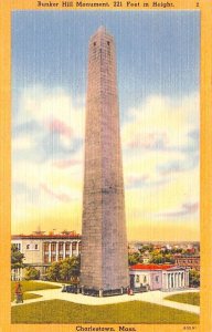 Bunker Hill Monument 221 Feet in Height - Charlestown, Massachusetts MA