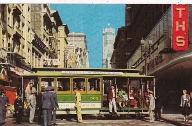 California San Francisco Cable Car On Turntable At Powell and Market Streets