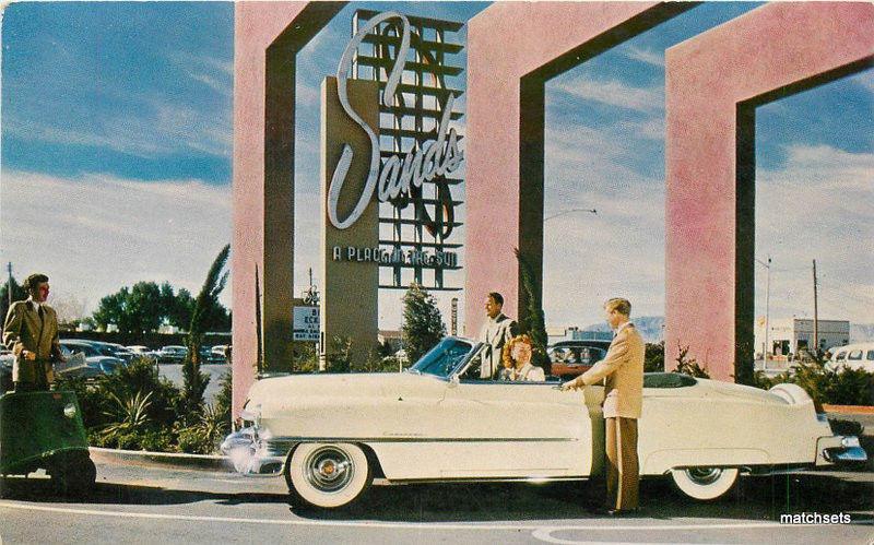 Artist Impression Sands Hotel 1950s Cadillac Convertible postcard 12479 Nevada