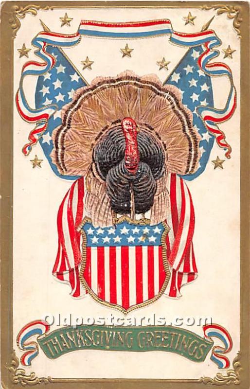 Thanksgiving Greeting Postcard Patriotic 1907